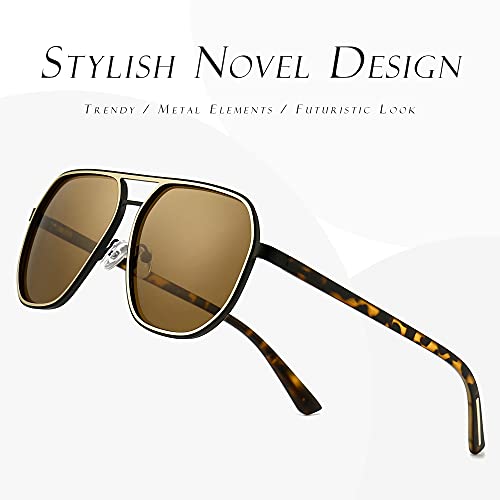 SUNGAIT Polygon Aviator Sunglasses for Men Polarized Trendy Square Sun Glasses Retro Pilot Shades UV Protection SGT375SJKCP IN - Image 2