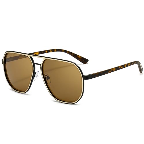 SUNGAIT Polygon Aviator Sunglasses for Men Polarized Trendy Square Sun Glasses Retro Pilot Shades UV Protection SGT375SJKCP IN - Image 1