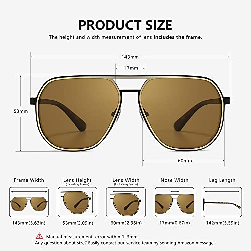 SUNGAIT Polygon Aviator Sunglasses for Men Polarized Trendy Square Sun Glasses Retro Pilot Shades UV Protection SGT375SJKCP IN - Image 5