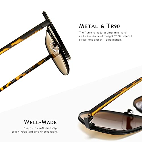 SUNGAIT Polygon Aviator Sunglasses for Men Polarized Trendy Square Sun Glasses Retro Pilot Shades UV Protection SGT375SJKCP IN - Image 4