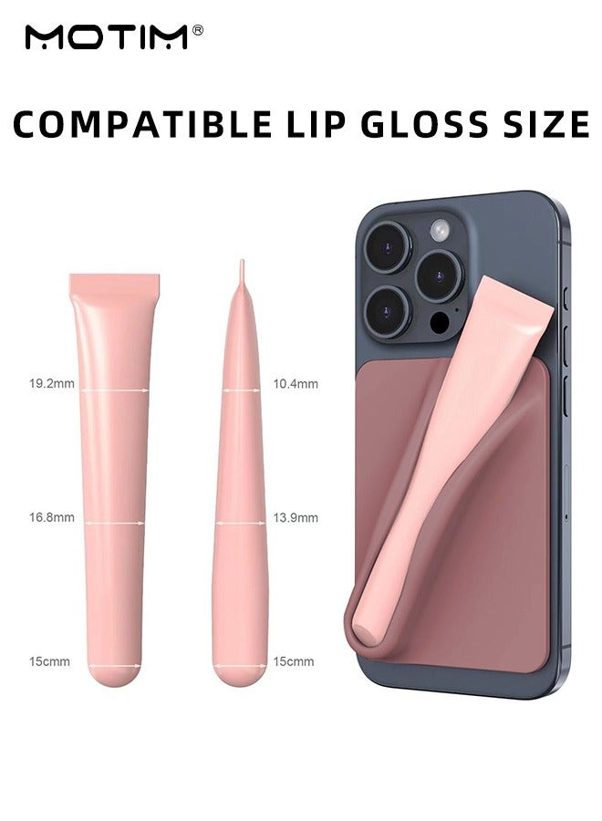 Motim 2PCS Silicone Phone Case Lipstick Holder, Lip Gloss Mount, Silicone Lip Holder for Cell Phone, Lip Gloss Adhesive Sleeve for All Phone iPhone 16/15/14/13/12 series/Andriod Phones (Pink + Light Brown)  - Image 5