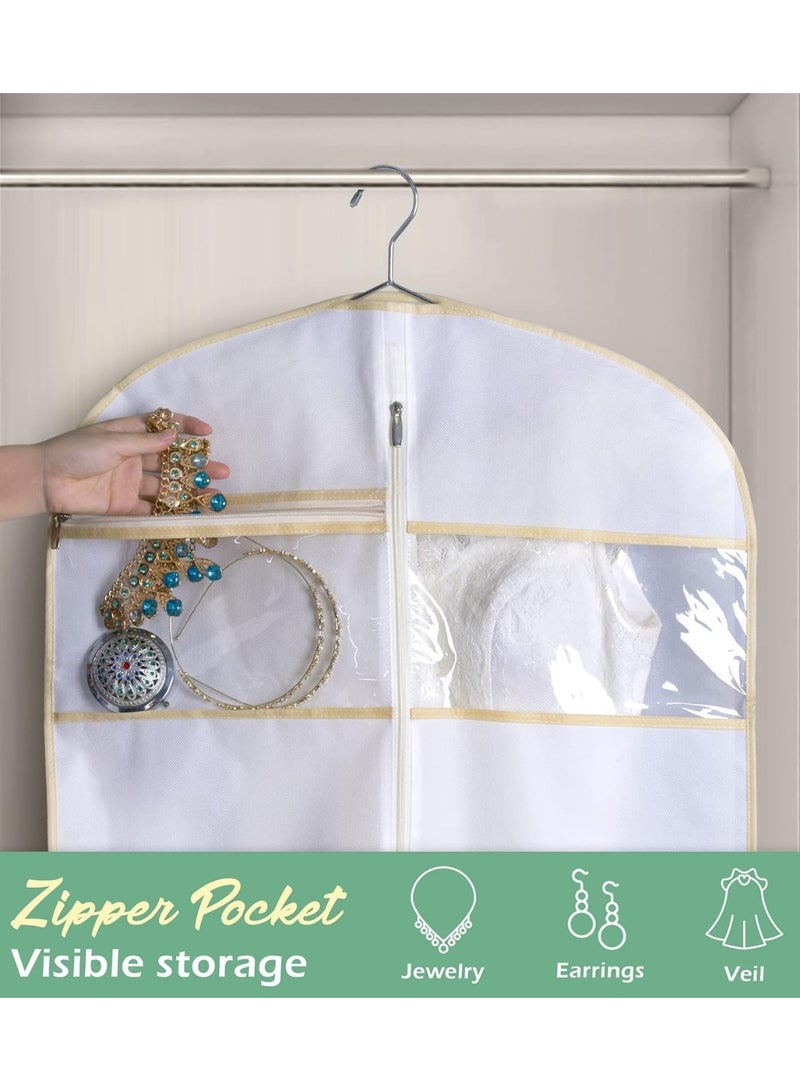 70" Bridal Wedding Gown Dress Garment Bag with Accessories Pouch Large Travel Garment Cover 8" Gusset (White) - Image 3