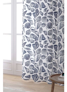 Cango Home White Navy Blue Marine Patterned Digital Printed Curtain OTYK816-PR  - Image 2