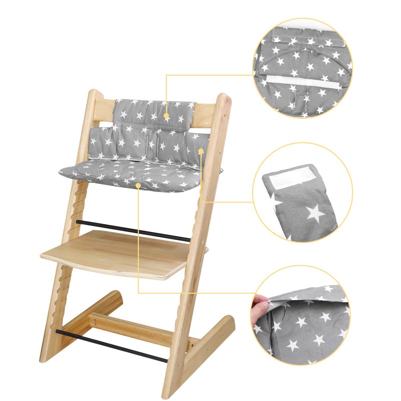 LLHQAMT For Tripp Trapp High Chair Cushion, Soft And Comfortable For Tripp Trapp High Chair Cushion, For Tripp Trapp Cushion Set Makes It Safer And More Comfortable For Baby To Sit On (Grey Star Pattern) - Image 5