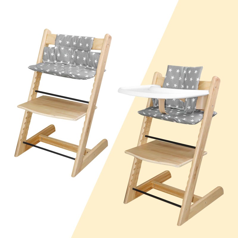LLHQAMT For Tripp Trapp High Chair Cushion, Soft And Comfortable For Tripp Trapp High Chair Cushion, For Tripp Trapp Cushion Set Makes It Safer And More Comfortable For Baby To Sit On (Grey Star Pattern) - Image 2