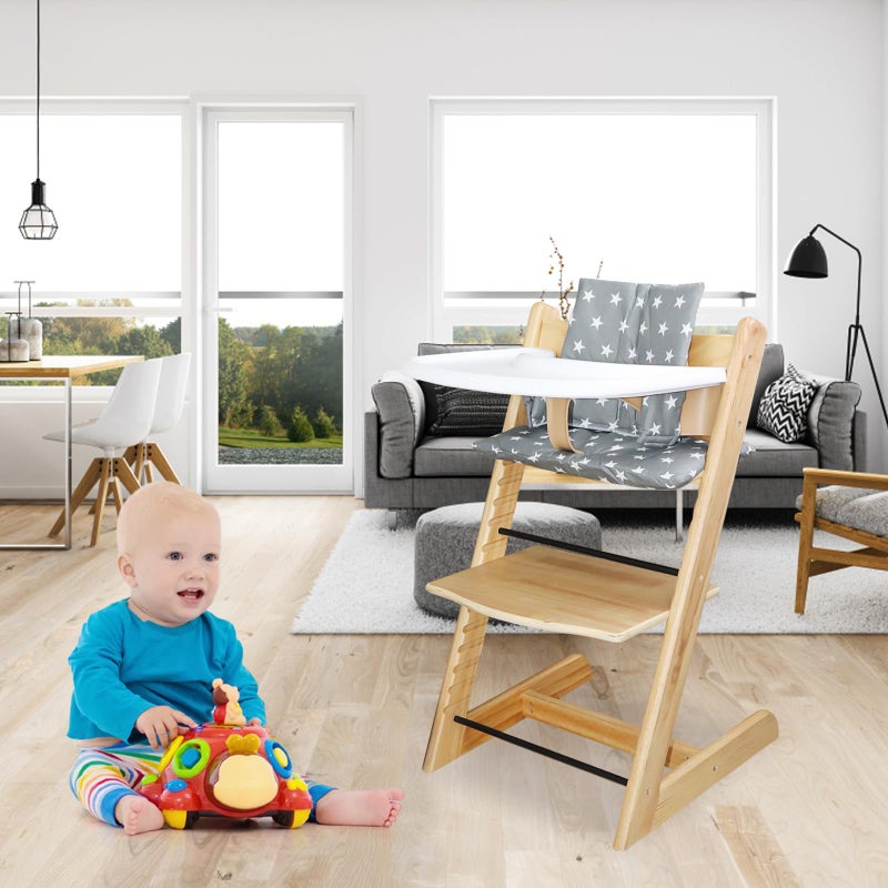 LLHQAMT For Tripp Trapp High Chair Cushion, Soft And Comfortable For Tripp Trapp High Chair Cushion, For Tripp Trapp Cushion Set Makes It Safer And More Comfortable For Baby To Sit On (Grey Star Pattern) - Image 3