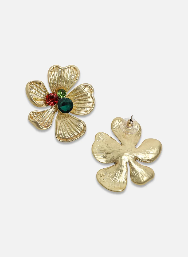 SOHI Luminous Petal Artificial Stud Earring Jewellery