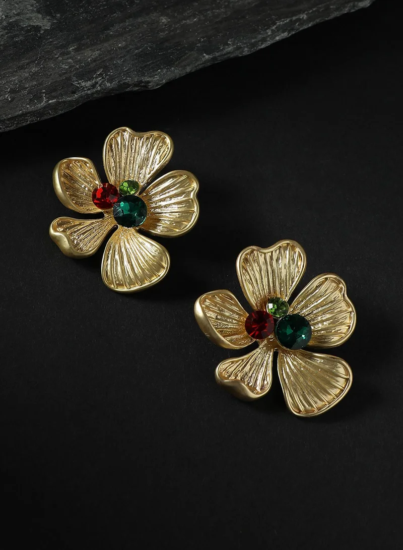 SOHI Luminous Petal Artificial Stud Earring Jewellery