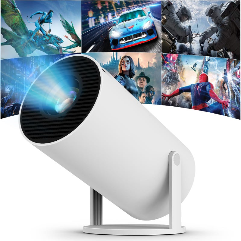Premium Mini Auto Keystone Smart Projector - Heavy-Duty 180 Degree Portable 4K Video Player - Durable High-Density 120 ANSI Android 11.0 Cinema Projector for Phone, PC & HDMI (Sleek Modern White Space-Saving Matte Profile) - Manual Cordless Streaming Convenience & Home Entertainment Facility Asset Management Template