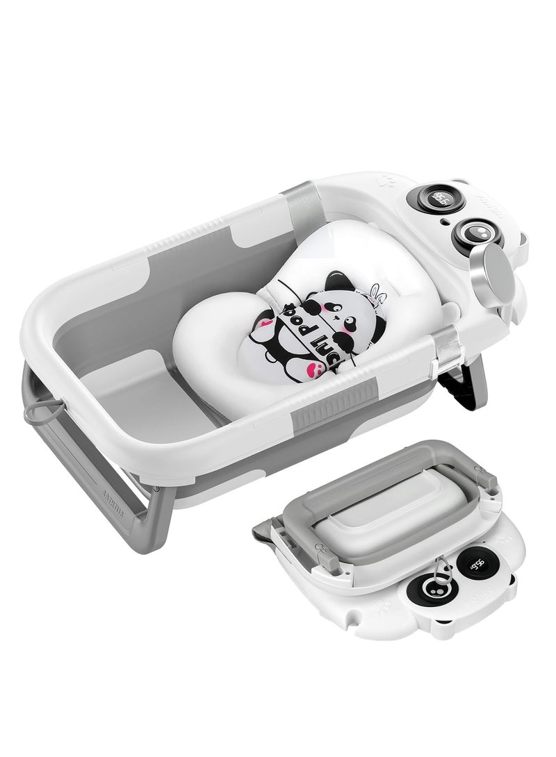 EzzySo حوض استحمام محمول وقابل للطي للأطفال من حديثي الولادة إلى toddlers مع وسادة ناعمة وسدادة مائية وأرجل دعم غير قابلة للانزلاق وحوض قابل للفصل ومعلق بدون انزلاق - Image 1