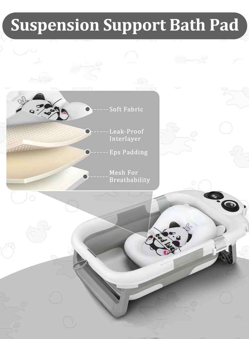 EzzySo حوض استحمام محمول وقابل للطي للأطفال من حديثي الولادة إلى toddlers مع وسادة ناعمة وسدادة مائية وأرجل دعم غير قابلة للانزلاق وحوض قابل للفصل ومعلق بدون انزلاق - Image 5