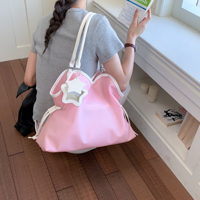 Tiffany Blue Cloud Tote Bag with Drawstring, Large Capacity Commuter Handbag Shoulder Bag for Women - Image 3