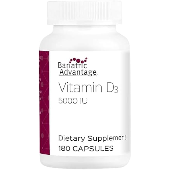 Bariatric Advantage Vitamin D3 5,000 IU - Bariatric Vitamin D Capsules - Water-Miscible - Bone Strength Support* - Easy Swallow Capsule - 180 Count - Image 1