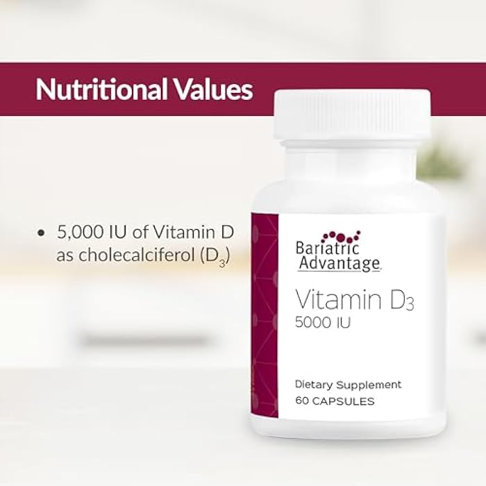 Bariatric Advantage Vitamin D3 5,000 IU - Bariatric Vitamin D Capsules - Water-Miscible - Bone Strength Support* - Easy Swallow Capsule - 180 Count - Image 5