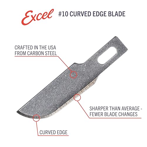 Excel Blades 50 PCS Hobby Blade Refill, #10 High Carbon Steel Curved Hobby Knife Blades Replacement, For Precision Cutting, Multi-Purpose Professional, Hobby, and Crafting - Image 2