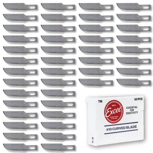 Excel Blades 50 PCS Hobby Blade Refill, #10 High Carbon Steel Curved Hobby Knife Blades Replacement, For Precision Cutting, Multi-Purpose Professional, Hobby, and Crafting - Image 1
