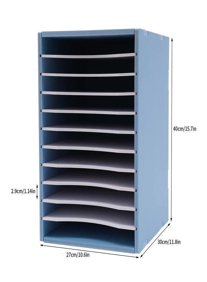 Josbuynls Construction Paper Organizer, 11 Slots Paper Sorter Adjustable Vertical Paper Organizer for Classroom Office (Blue) - Image 2