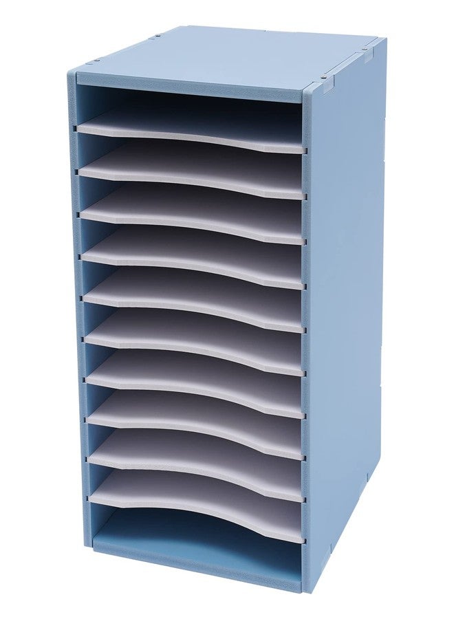 Josbuynls Construction Paper Organizer, 11 Slots Paper Sorter Adjustable Vertical Paper Organizer for Classroom Office (Blue) - Image 1