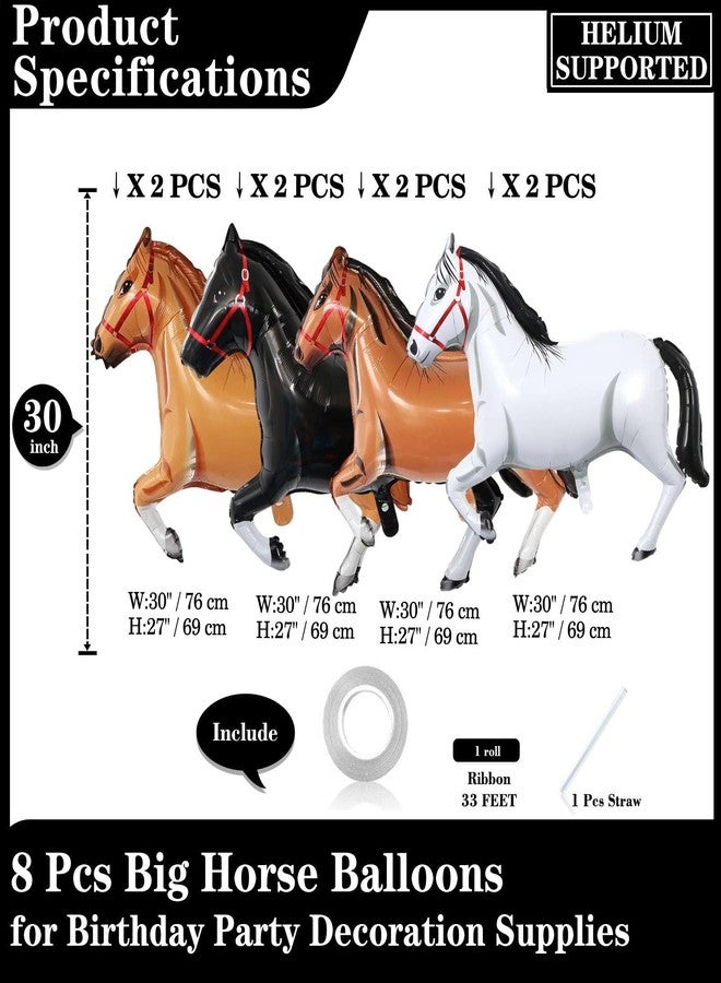 Lovoir 8 Pack Large Horse Balloons, Horse Shaped Aluminum Foil Balloons Brown Black White Horse Balloons for Horse Party Themed Cowgirl Cowboy Birthday Party Decorations, 30 Inch - Image 3