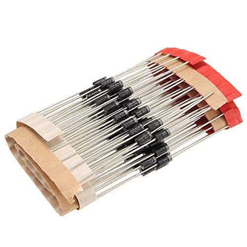INVENTO 50Pcs 1N4007 Standard Recovery Diode, 1000V, 1 A, Single, 480 mV, 30 A Rectifier Diode Set - Image 1