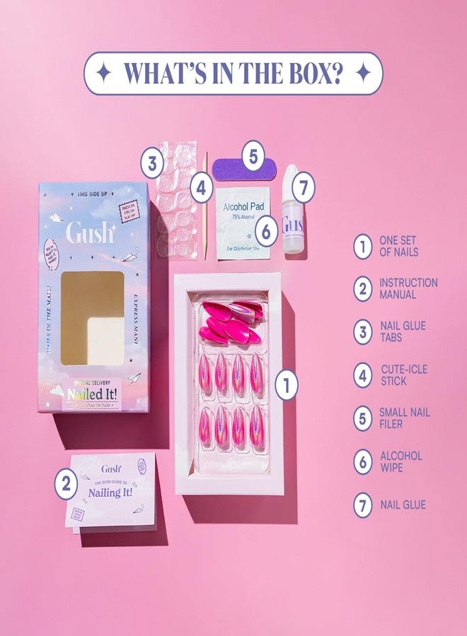 Gush Beauty Nailed It Press on Nails,nMagnetic Cat Eye Velvet Shimmer, Medium Almond Shape, Reusable Fake Nails with Glue and Adhesive Tabs (Cherry Cola) - Image 5