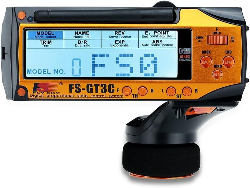 Flysky FS-GT3C RC Transmitter with FS-GR3E Receiver, 2.4GHz 3 Channel LCD Remote Controller and Receiver for RC Car Boat (Orange) - Image 5