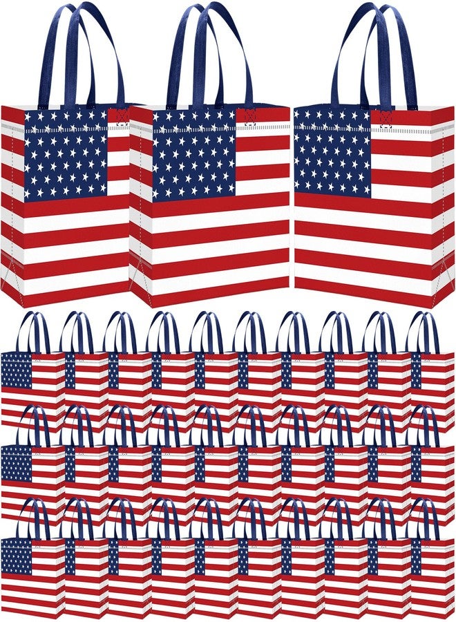 Abbylike 30 Pcs American Flag Gift Bag Large 4th of July Patriotic Shopping Bag with Stars and Stripes Reusable Non Woven Tote for Independence Day Birthday Party Supplies, 12.2 x 11.02 x 4.72 Inches - Image 1