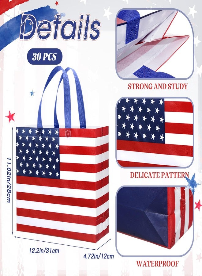 Abbylike 30 Pcs American Flag Gift Bag Large 4th of July Patriotic Shopping Bag with Stars and Stripes Reusable Non Woven Tote for Independence Day Birthday Party Supplies, 12.2 x 11.02 x 4.72 Inches - Image 4