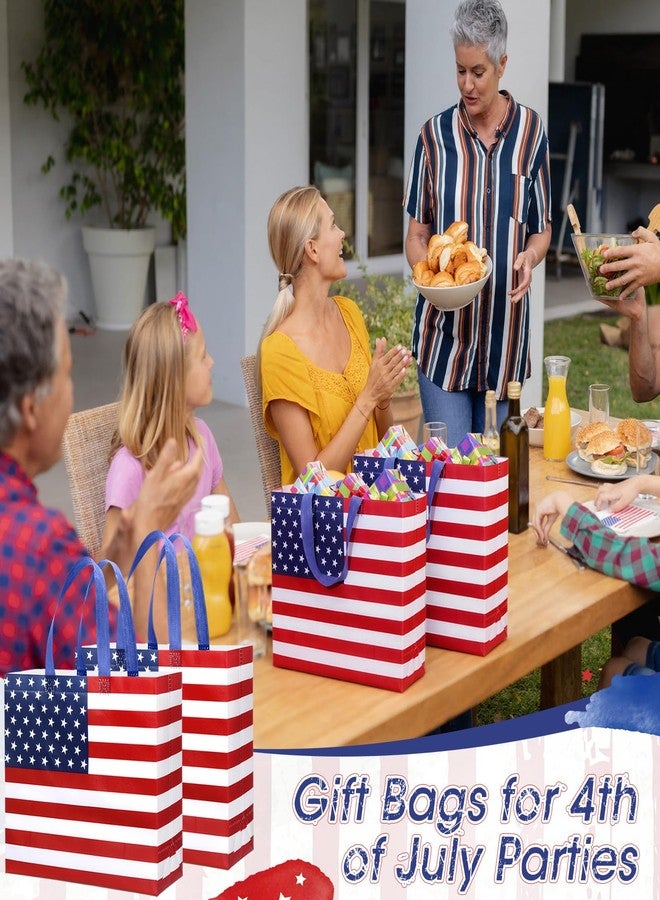 Abbylike 30 Pcs American Flag Gift Bag Large 4th of July Patriotic Shopping Bag with Stars and Stripes Reusable Non Woven Tote for Independence Day Birthday Party Supplies, 12.2 x 11.02 x 4.72 Inches - Image 5