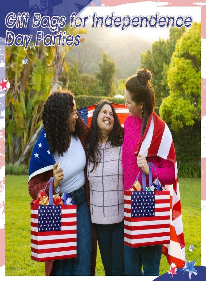 Abbylike 30 Pcs American Flag Gift Bag Large 4th of July Patriotic Shopping Bag with Stars and Stripes Reusable Non Woven Tote for Independence Day Birthday Party Supplies, 12.2 x 11.02 x 4.72 Inches - Image 2