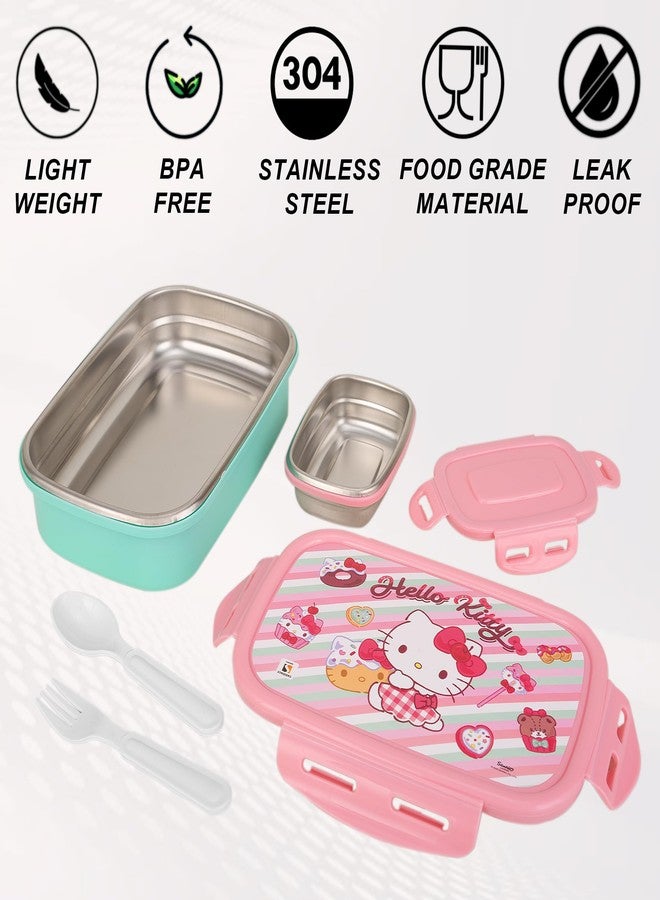 STRIDERS Hello Kitty Single Compartment Lunch Box with cutlerys Multicolor 310Ml Lunch Box - Image 4