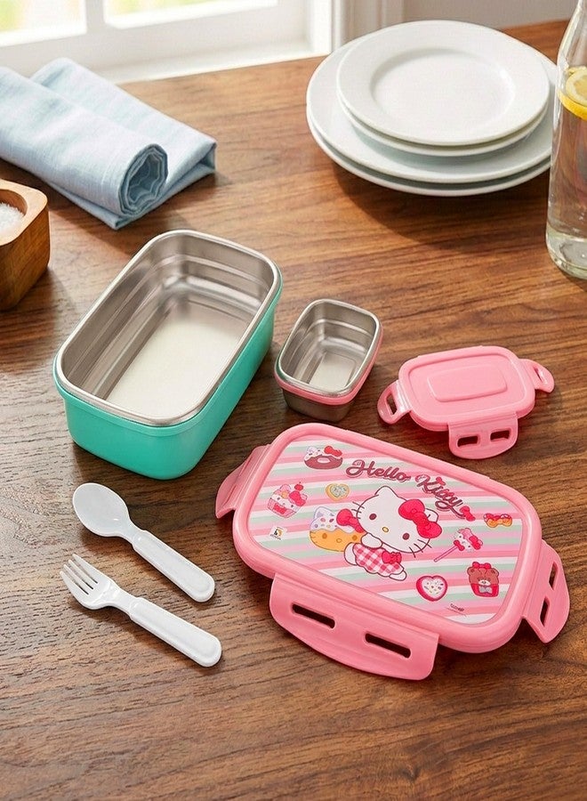 STRIDERS Hello Kitty Single Compartment Lunch Box with cutlerys Multicolor 310Ml Lunch Box - Image 3
