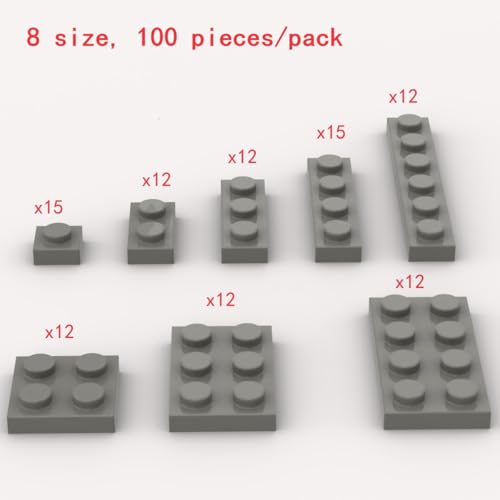 YUJHITP Classic Building Plate Assortment Pack 100Pcs Dark Gray Compatible with Lego Building Blocks 6 Years 12 Years - Image 5