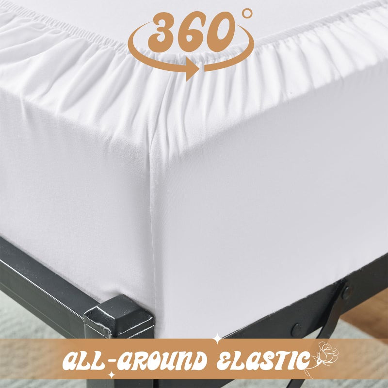 VACVELT Cot Fitted Sheet, 31 x 75 Inch White Cot Sheets, Ultra Soft and Breathable Microfiber Bed Cover Snug Fit for Narrow Twin/RV Bunk/Camper Bunk/Guest Beds/Trifold Mattress - Image 4