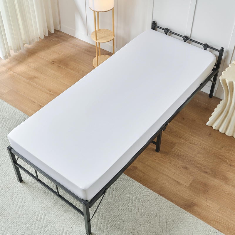 VACVELT Cot Fitted Sheet, 31 x 75 Inch White Cot Sheets, Ultra Soft and Breathable Microfiber Bed Cover Snug Fit for Narrow Twin/RV Bunk/Camper Bunk/Guest Beds/Trifold Mattress - Image 1