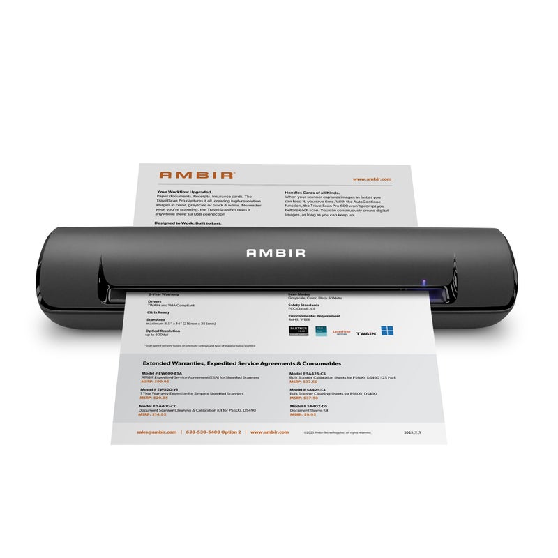 Ambir ImageScan Pro 490i DS490AS Duplex Document and Card Scanner with AmbirScan - Image 2