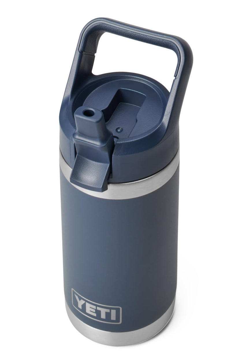 زجاجة ييتي رامبلر جونيور للأطفال معزولة بالفراغ من الفولاذ المقاوم للصدأ مع غطاء قشة - أزرق 12 أونصة 354 مل