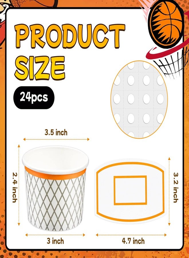 LYART 24Pieces Basketball Hoop Snack Cups for Basketball Birthday Party Decorations Supplies, Basketball Decor Themed Party Favors, Disposable Paper Snack Food Bowl, 8oz（24） - Image 5