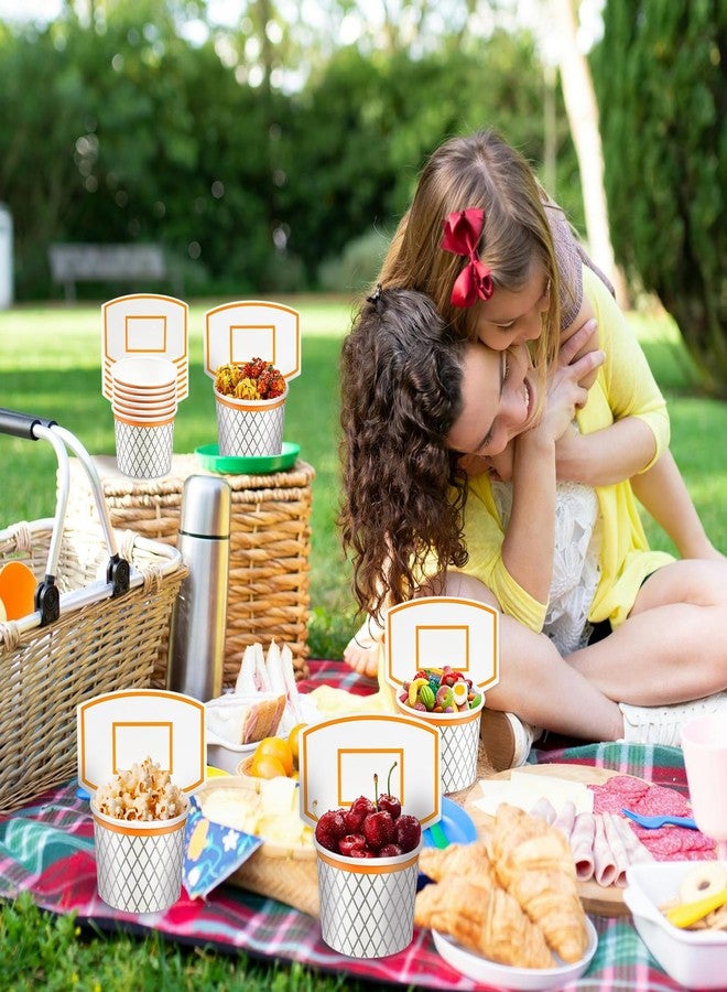 LYART 24Pieces Basketball Hoop Snack Cups for Basketball Birthday Party Decorations Supplies, Basketball Decor Themed Party Favors, Disposable Paper Snack Food Bowl, 8oz（24） - Image 4