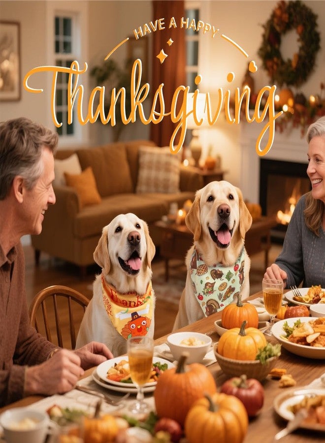 Vivifying Thanksgiving Dog Bandana, 2 Pack Turkey and Pizza Dog Scarves Costumes, Funny Holiday Accessories for Thanksgiving Dinner, Photo Prop, and Party Decor (X-Large, Orange & Brown) - Image 5