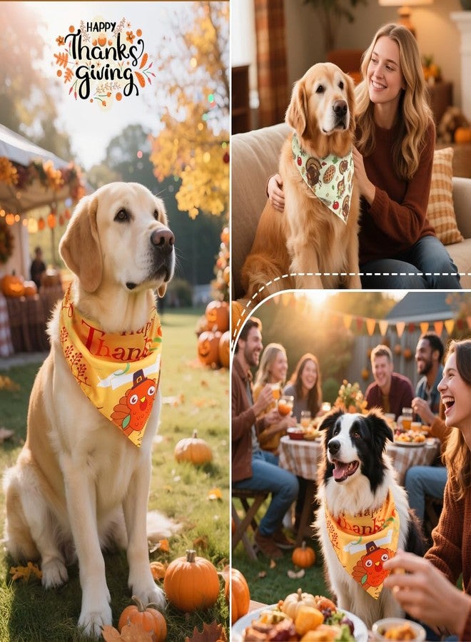 Vivifying Thanksgiving Dog Bandana, 2 Pack Turkey and Pizza Dog Scarves Costumes, Funny Holiday Accessories for Thanksgiving Dinner, Photo Prop, and Party Decor (X-Large, Orange & Brown) - Image 4