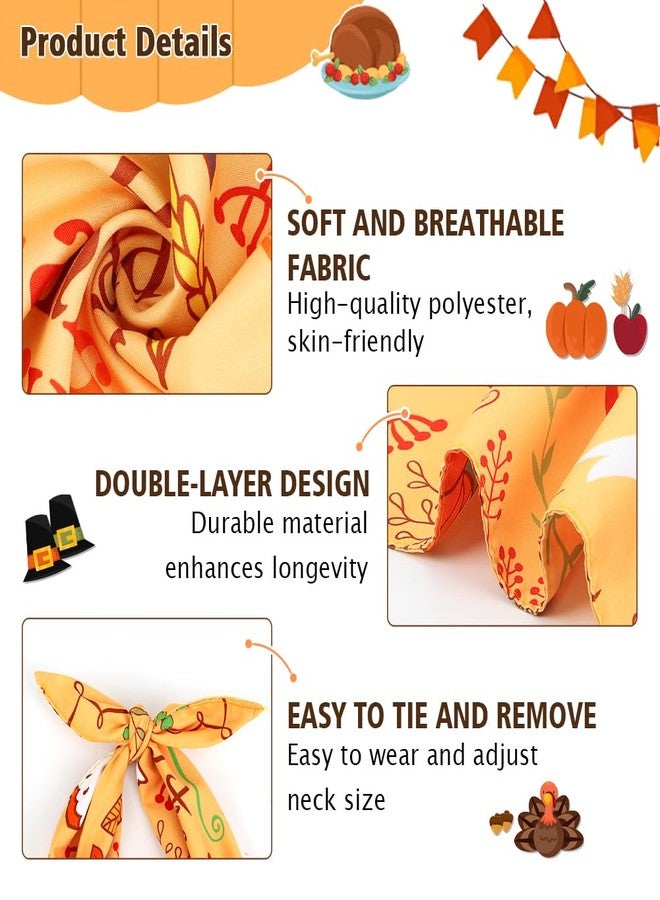 Vivifying Thanksgiving Dog Bandana, 2 Pack Turkey and Pizza Dog Scarves Costumes, Funny Holiday Accessories for Thanksgiving Dinner, Photo Prop, and Party Decor (X-Large, Orange & Brown) - Image 2