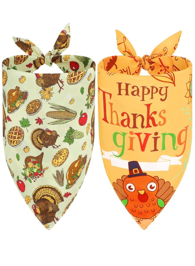 Vivifying Thanksgiving Dog Bandana, 2 Pack Turkey and Pizza Dog Scarves Costumes, Funny Holiday Accessories for Thanksgiving Dinner, Photo Prop, and Party Decor (X-Large, Orange & Brown) - Image 1