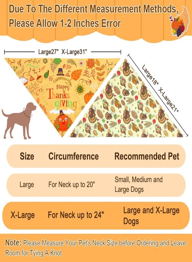 Vivifying Thanksgiving Dog Bandana, 2 Pack Turkey and Pizza Dog Scarves Costumes, Funny Holiday Accessories for Thanksgiving Dinner, Photo Prop, and Party Decor (X-Large, Orange & Brown) - Image 3