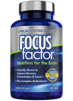 Focus Factor Brain Supplement Multivitamin Improve Memory And Clarity Boost Concentration Neuro Energy Learning Reasoning For Men And Women 180 Tablets  - Image 1