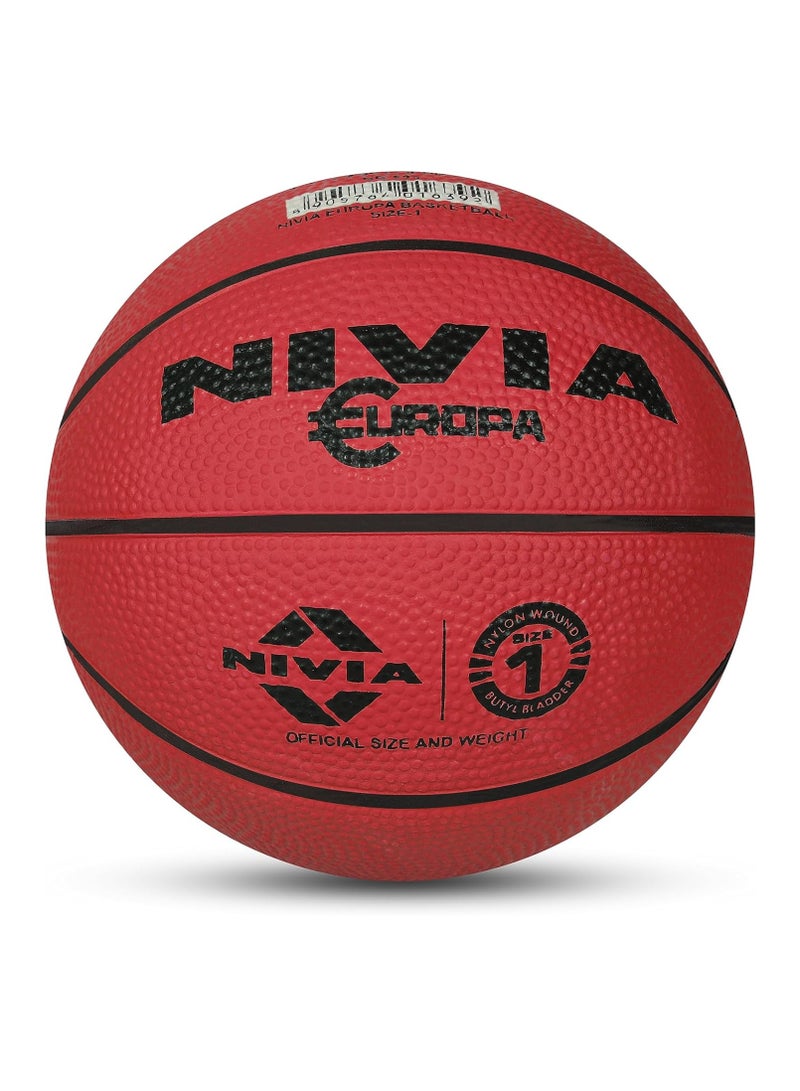 Nivia Europa Basketball | Size: 1 | 8 Panels | Material Core Bladder Latex | Suitable for Hard Surface | Machine Stitched | Training/Match Ball for Men - Image 4