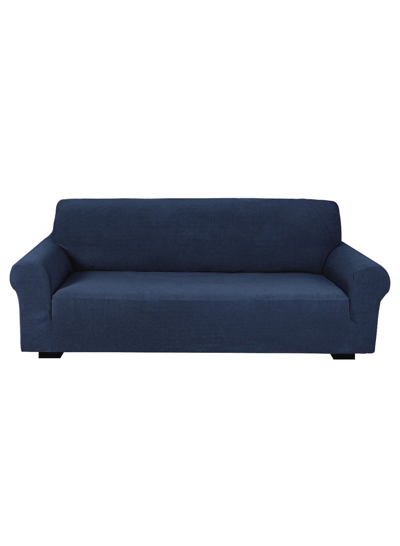 Fabienne Stretch Fit 3-Seater Sofa Cover Soft Brushed Fabric Couch Cover Exquisitely Full Coverage Furniture Protector Slipcover Three Seater Fits on Standard and Recliner Sofa 185-235cm Size Navy - Image 5