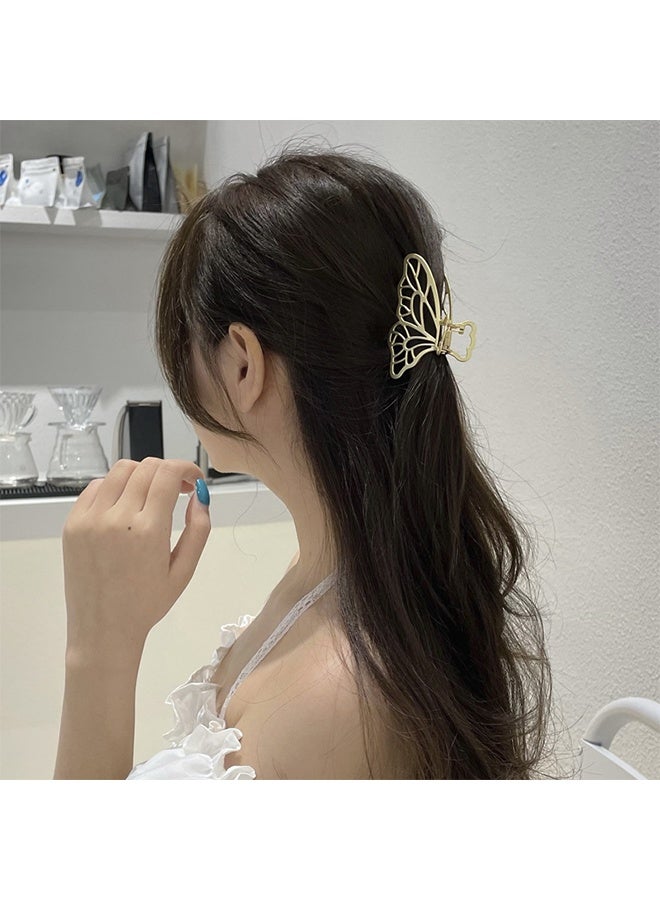2 Pcs Butterfly Metal Nonslip Hair Claw Clips, Perfect Electroplating Alloy Anti Rust Jaw Hair Clamps, Suitable for Thick Curly Long Sparse Hair Style Decorative Accessories (Gold+Silver) - Image 2