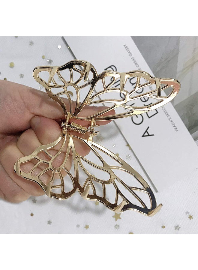 2 Pcs Butterfly Metal Nonslip Hair Claw Clips, Perfect Electroplating Alloy Anti Rust Jaw Hair Clamps, Suitable for Thick Curly Long Sparse Hair Style Decorative Accessories (Gold+Silver) - Image 4