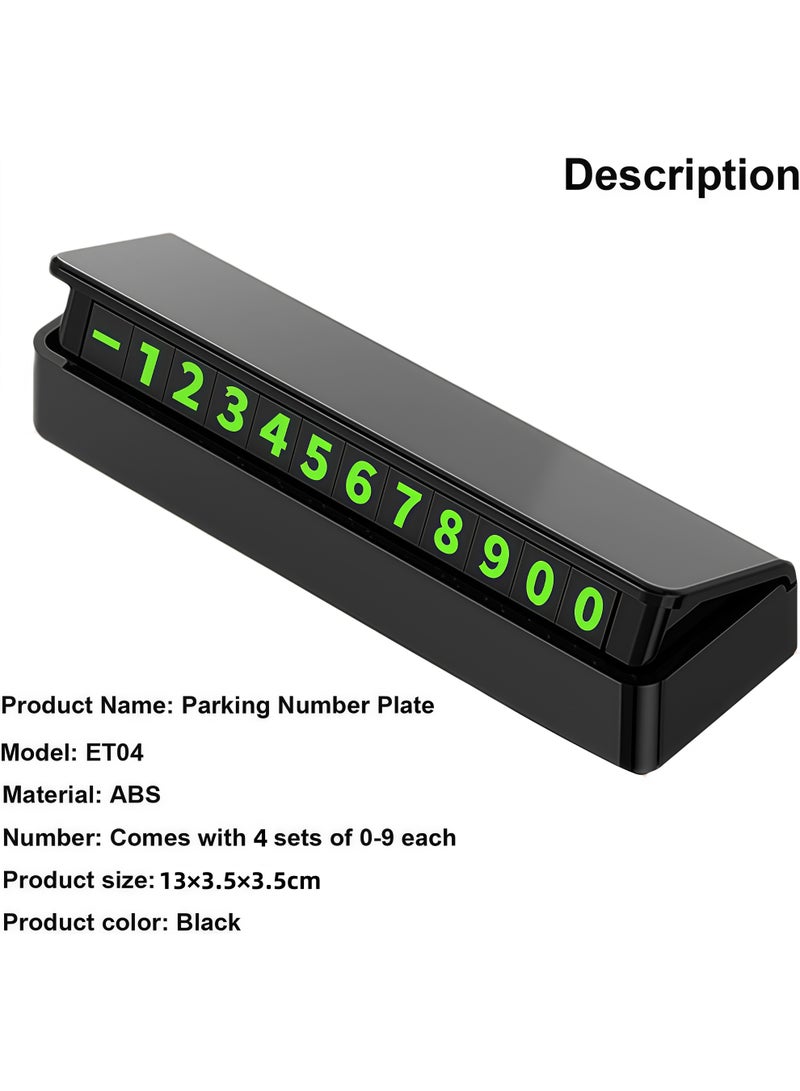 Lesha Temporary Parking Card Number Plate for Car, Parking Numbers Card with Hidden Telephone Number, Car Stop Accessories Temporary Number Sign Plate (Black) - Image 5